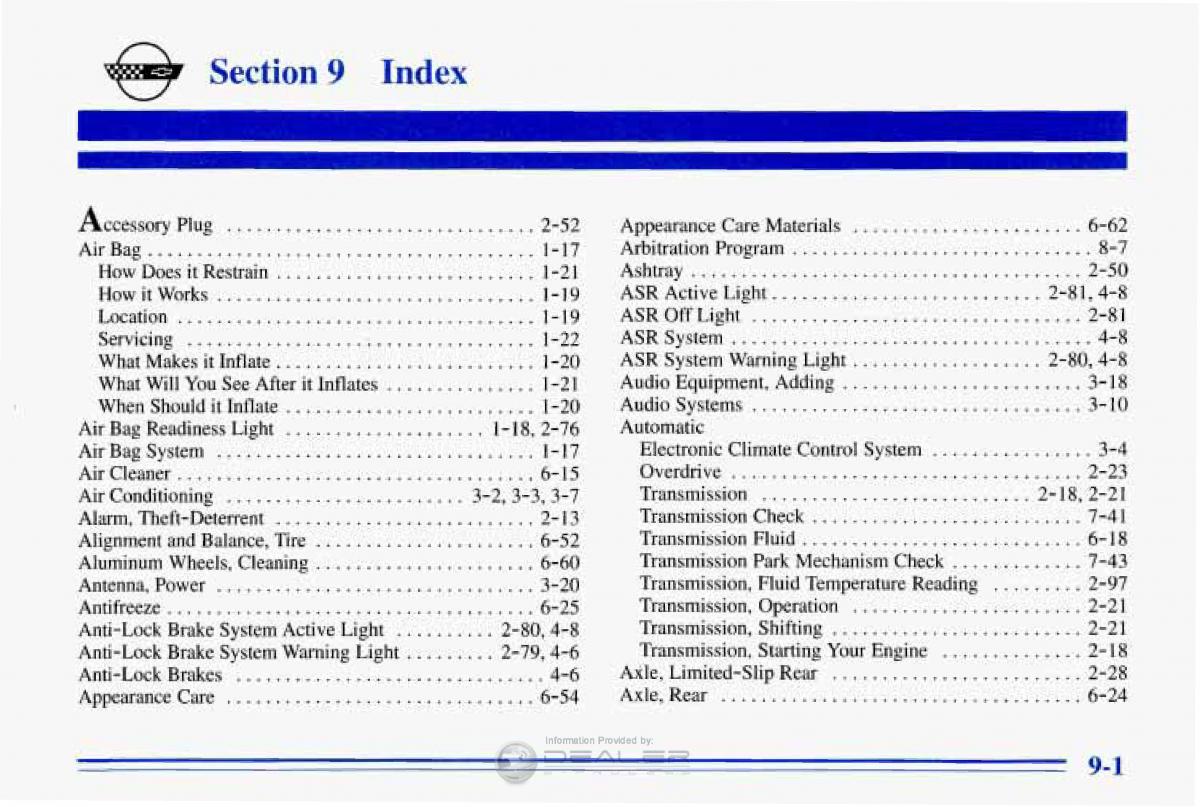 Chevrolet Corvette C4 owners manual / page 374