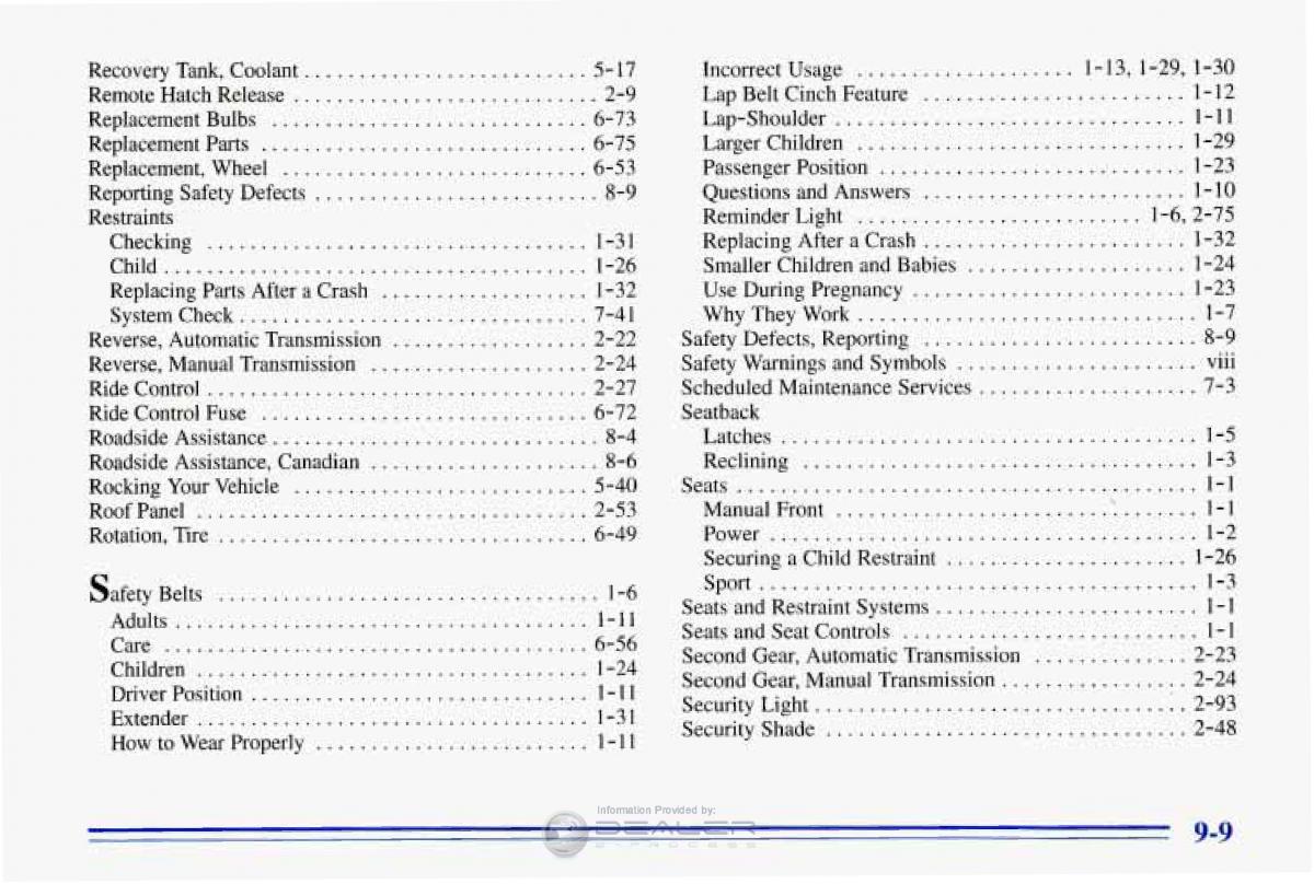 Chevrolet Corvette C4 owners manual / page 382