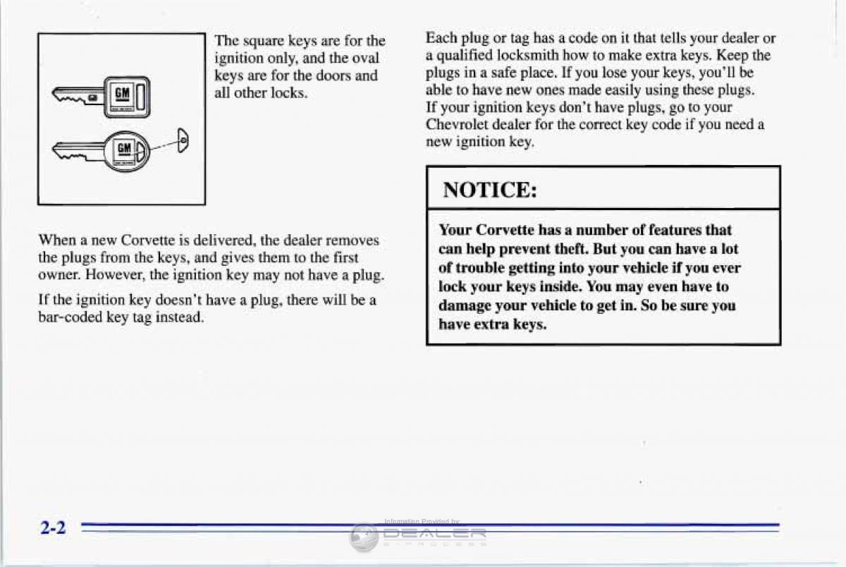 Chevrolet Corvette C4 owners manual / page 45