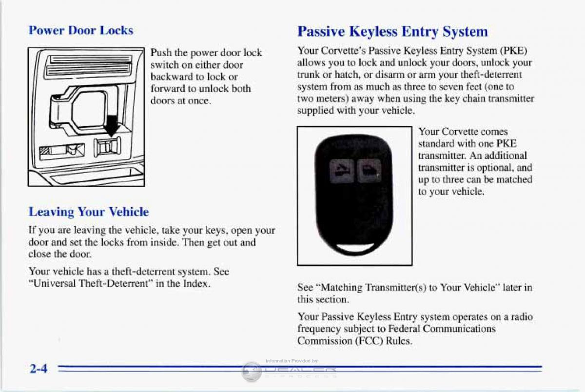 Chevrolet Corvette C4 owners manual / page 47