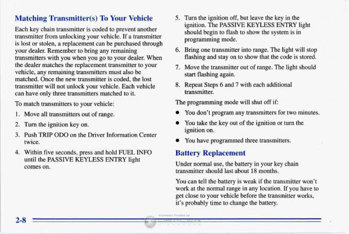 Chevrolet Corvette C4 owners manual / page 51