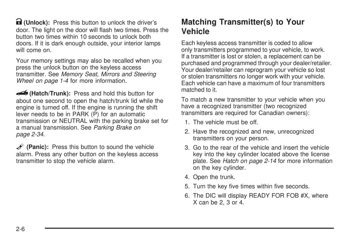 Chevrolet Corvette C5 owners manual / page 70