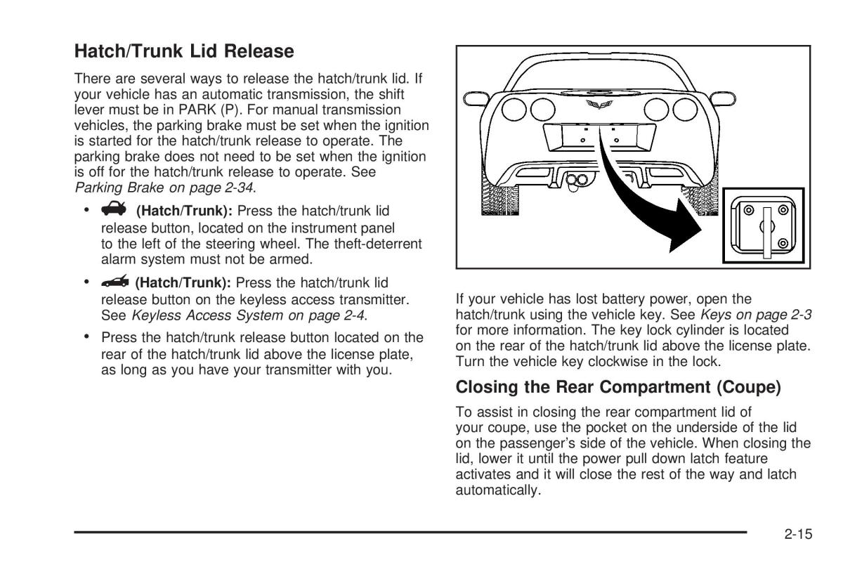 Chevrolet Corvette C5 owners manual / page 79