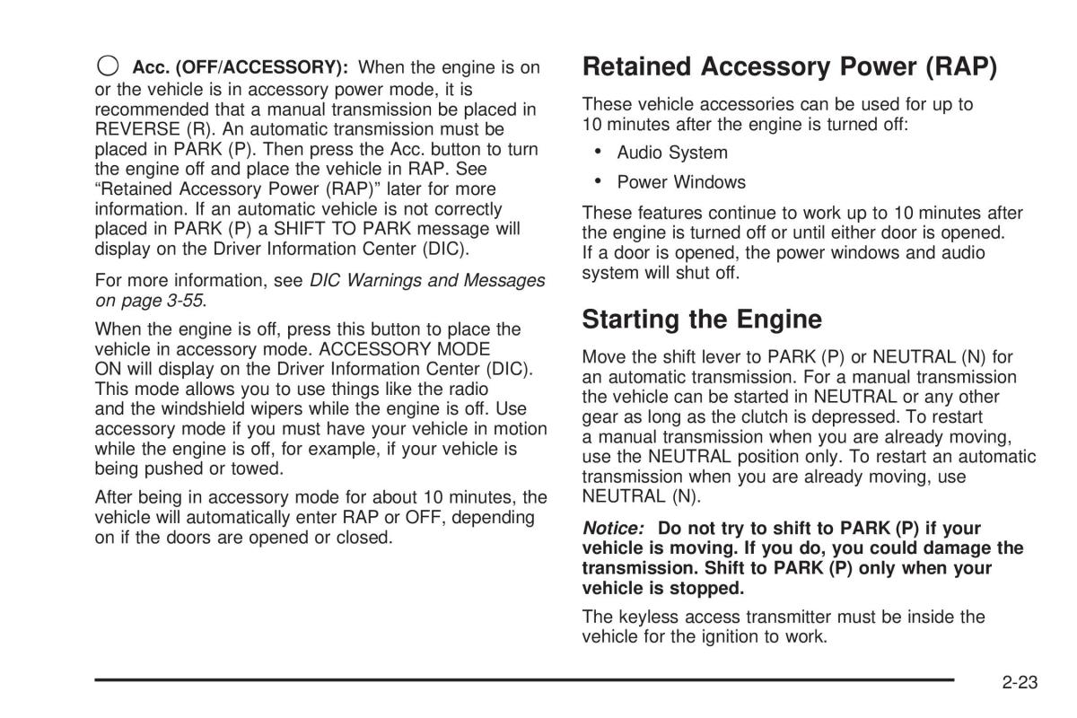 Chevrolet Corvette C5 owners manual / page 87