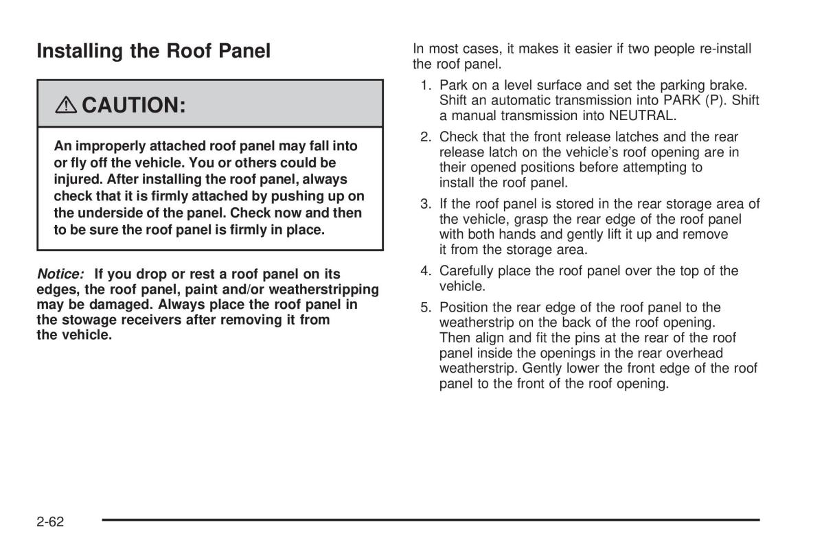 Chevrolet Corvette C5 owners manual / page 126