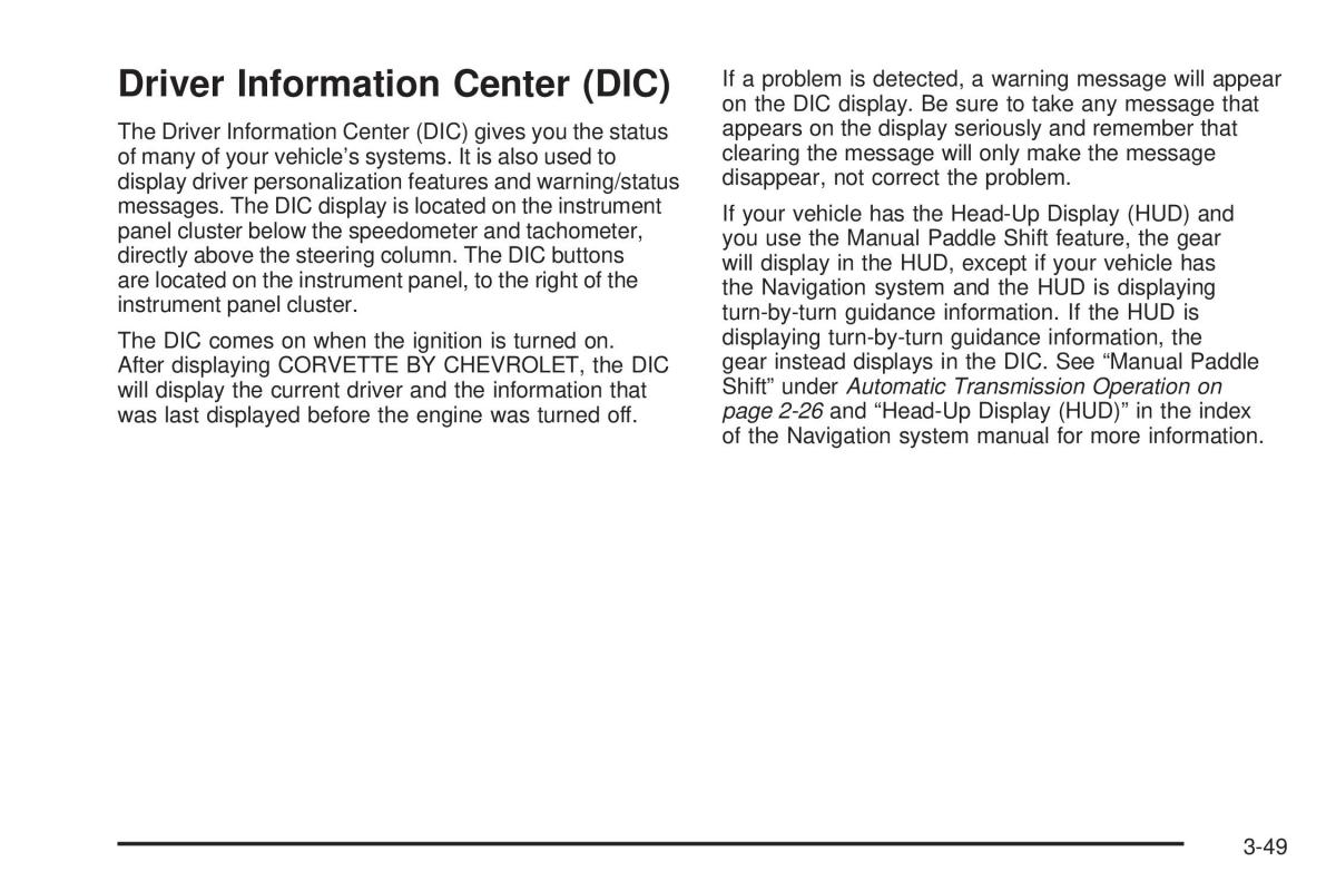 Chevrolet Corvette C5 owners manual / page 189