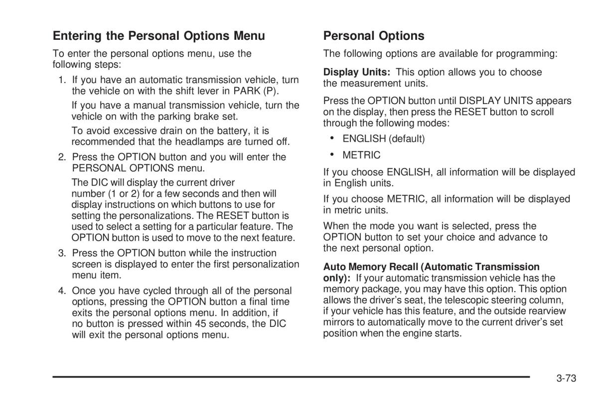 Chevrolet Corvette C5 owners manual / page 213