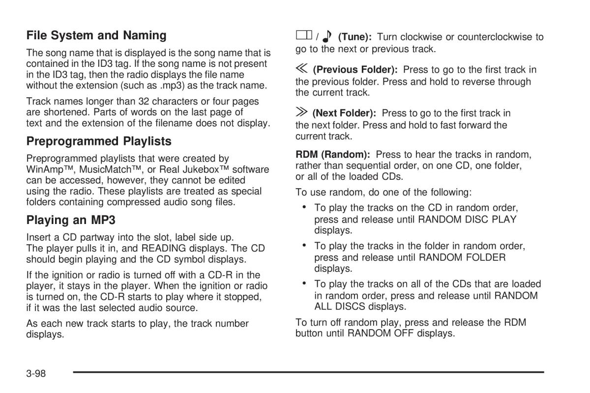 Chevrolet Corvette C5 owners manual / page 238