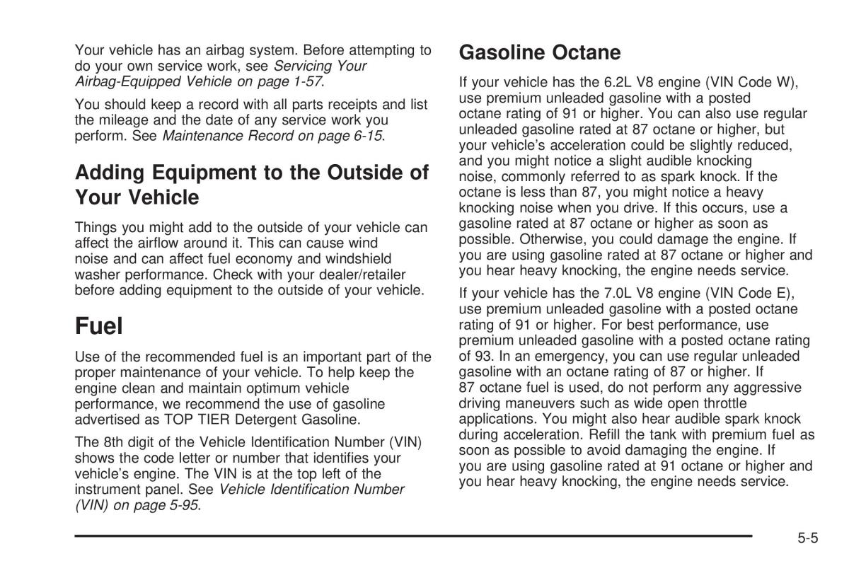 Chevrolet Corvette C5 owners manual / page 279