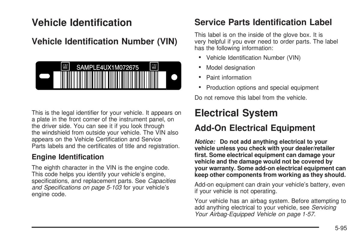 Chevrolet Corvette C5 owners manual / page 369