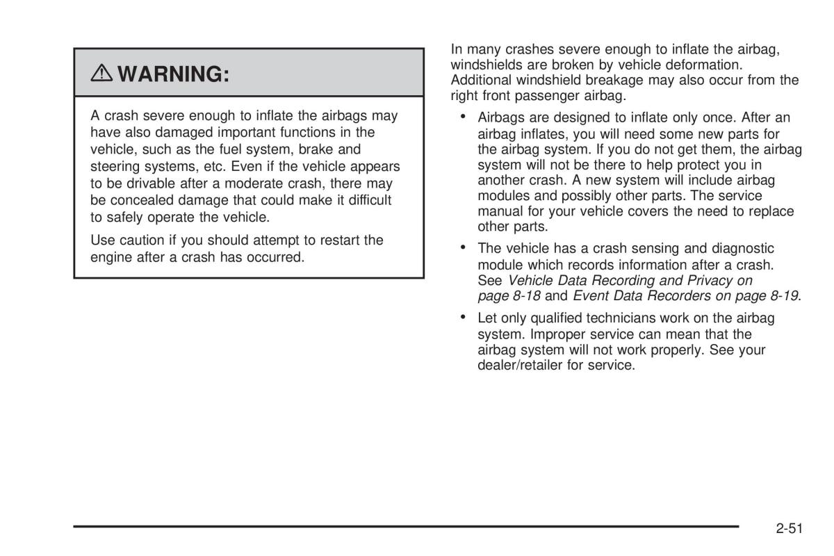 Chevrolet Corvette C6 owners manual / page 83