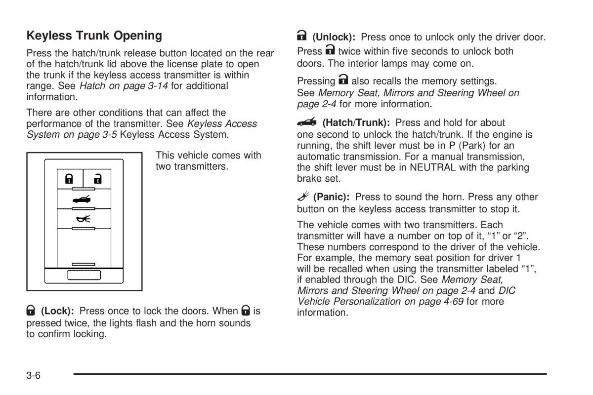 Chevrolet Corvette C6 owners manual / page 100