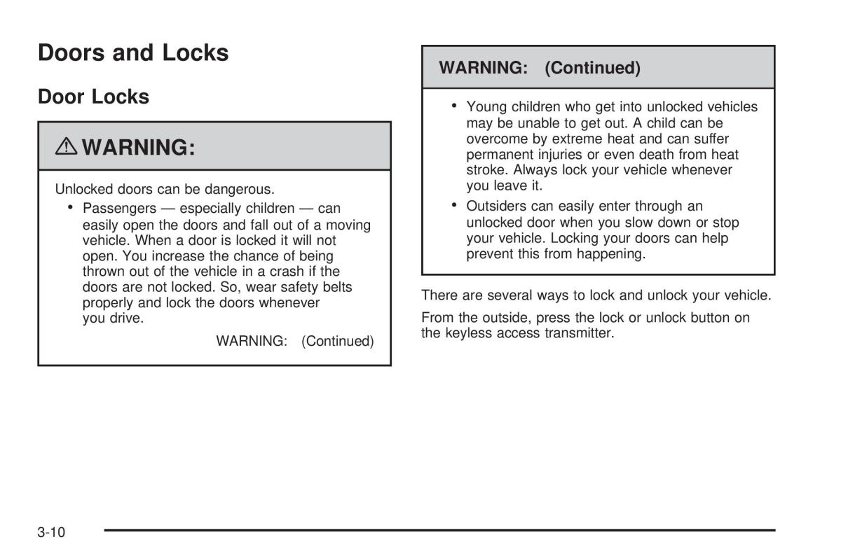 Chevrolet Corvette C6 owners manual / page 104