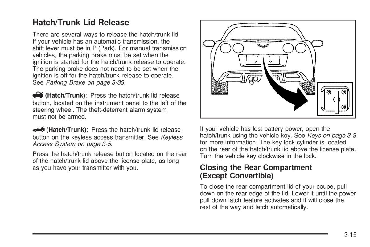 Chevrolet Corvette C6 owners manual / page 109