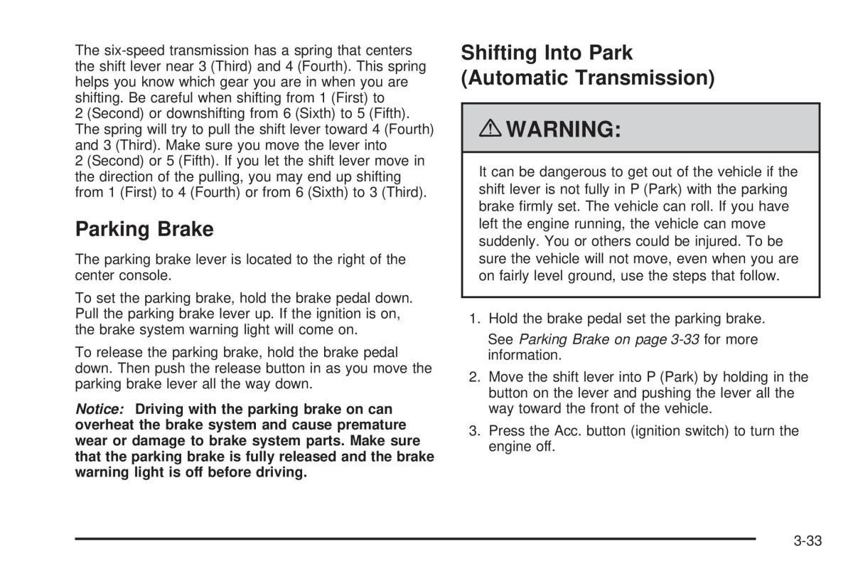 Chevrolet Corvette C6 owners manual / page 127