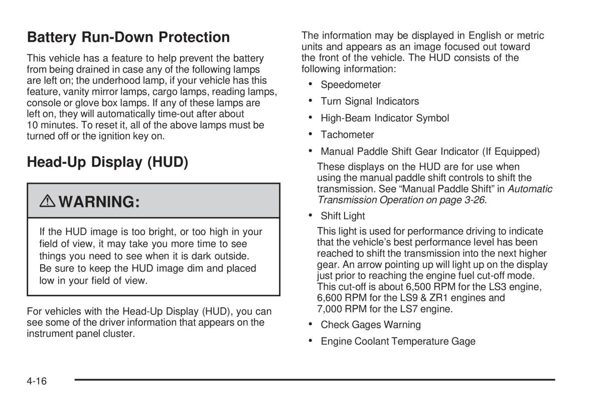 Chevrolet Corvette C6 owners manual / page 178