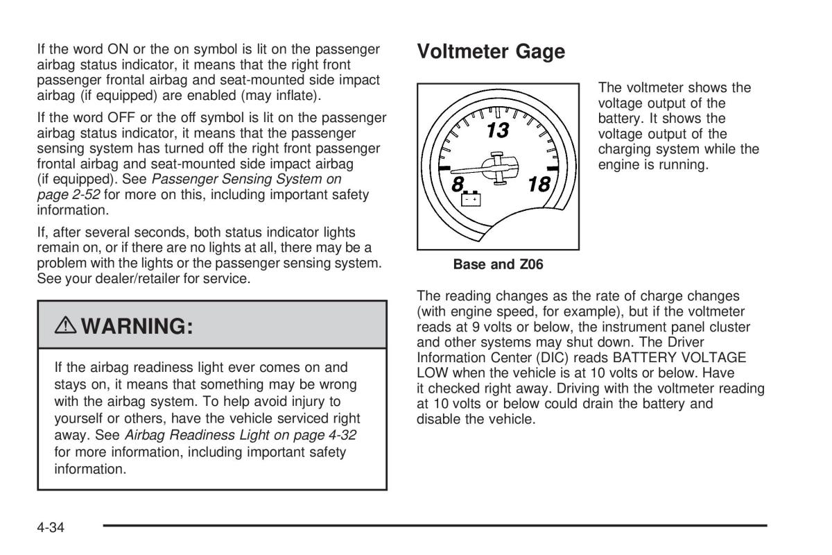 Chevrolet Corvette C6 owners manual / page 196