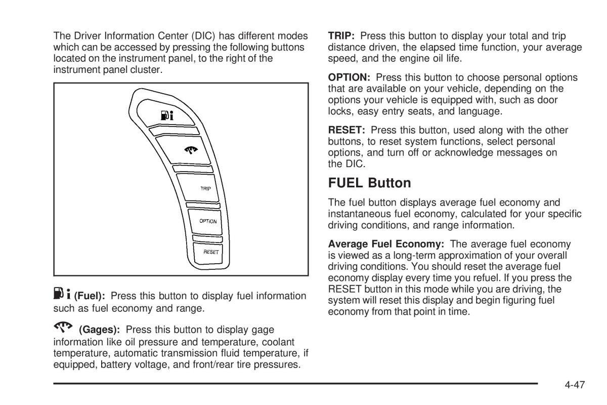 Chevrolet Corvette C6 owners manual / page 209