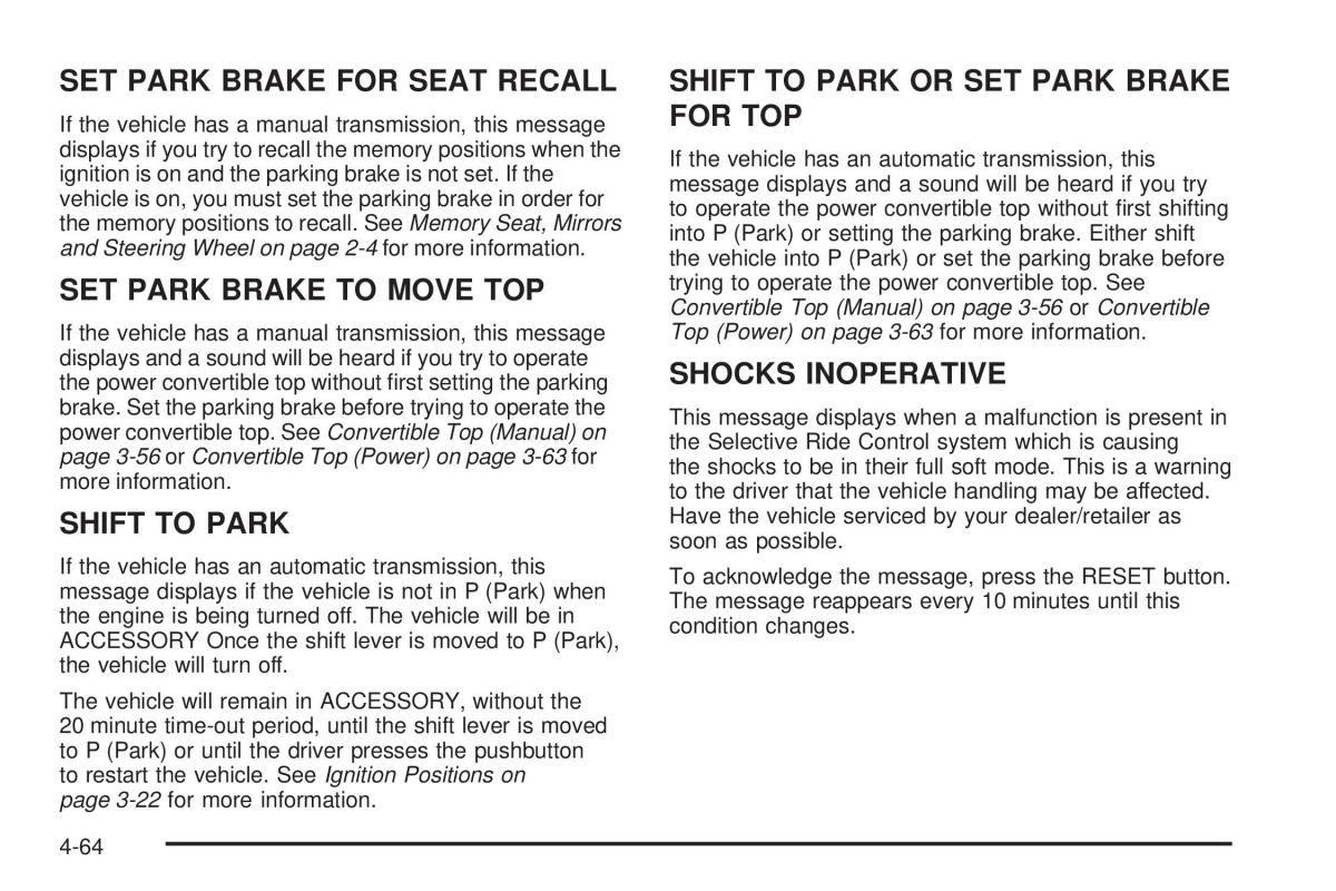 Chevrolet Corvette C6 owners manual / page 226