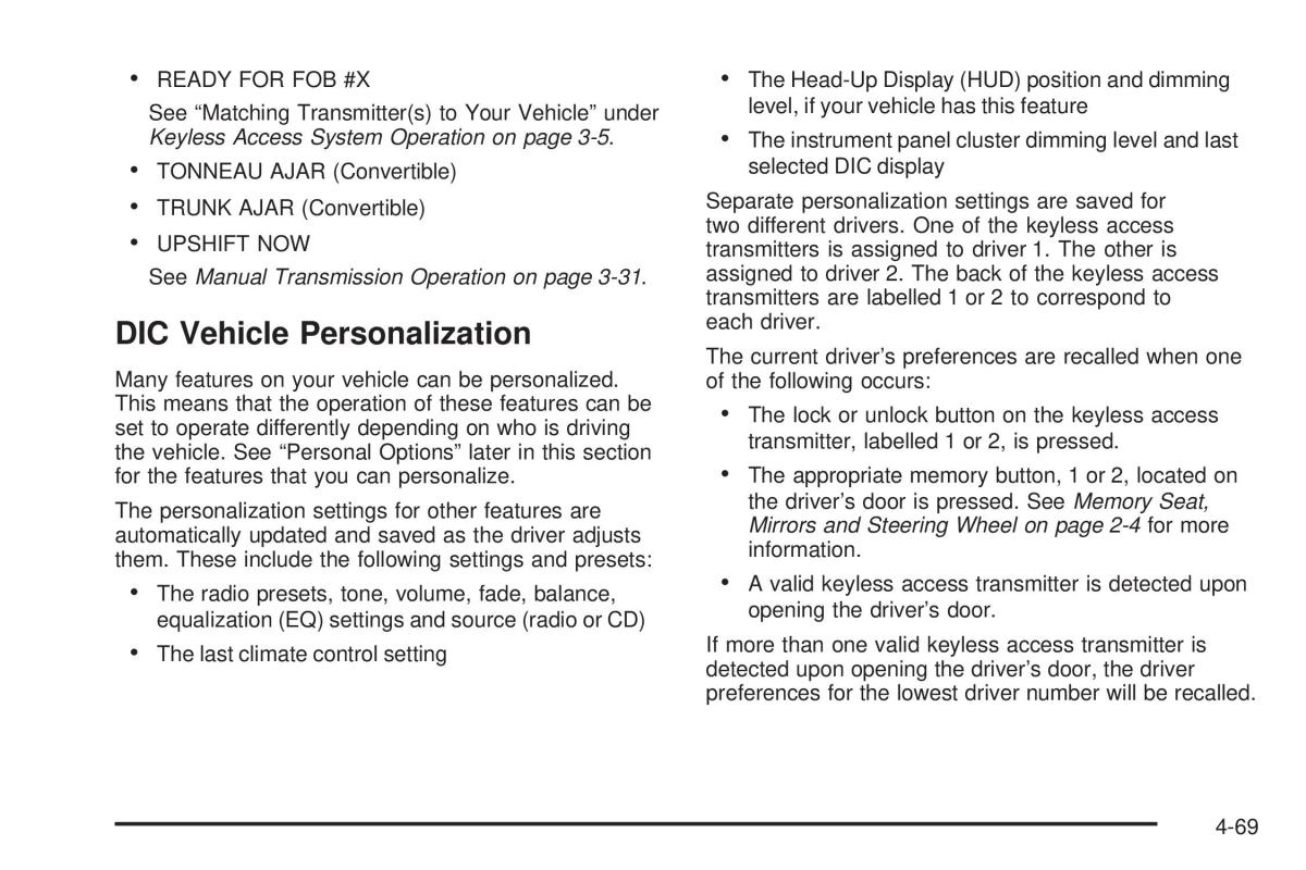 Chevrolet Corvette C6 owners manual / page 231