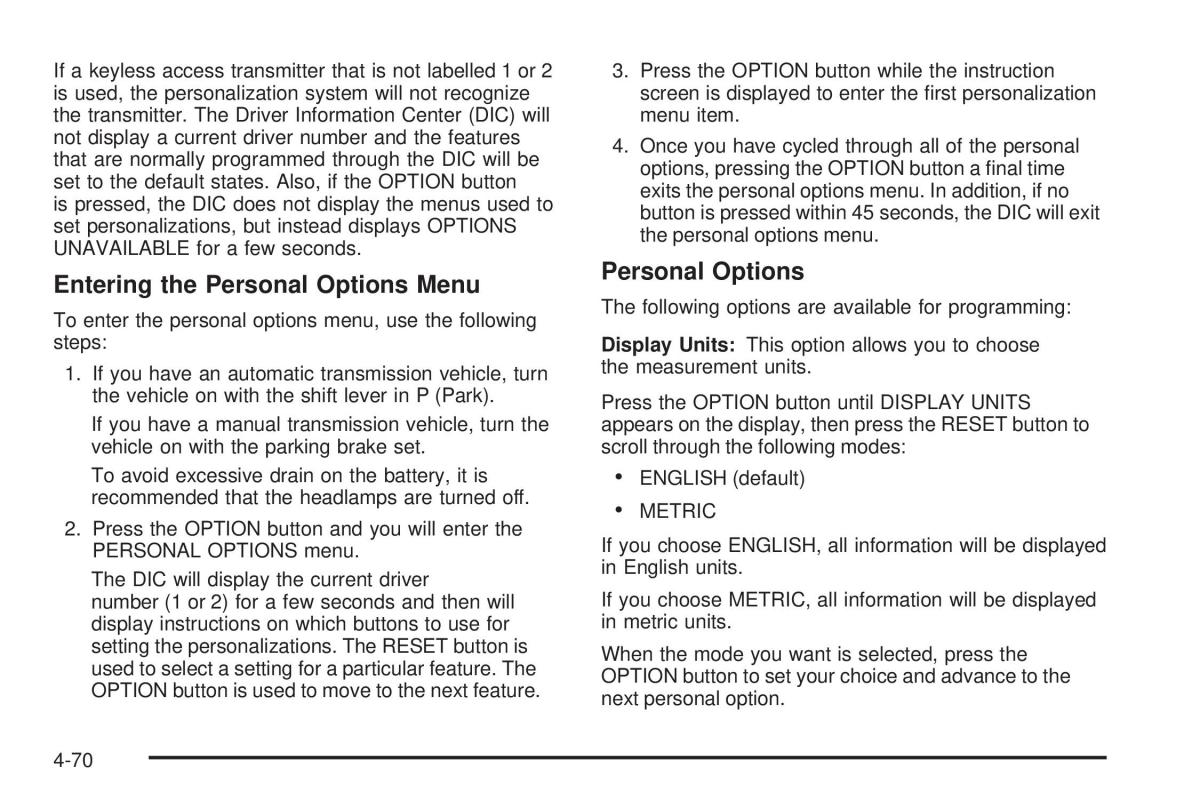 Chevrolet Corvette C6 owners manual / page 232