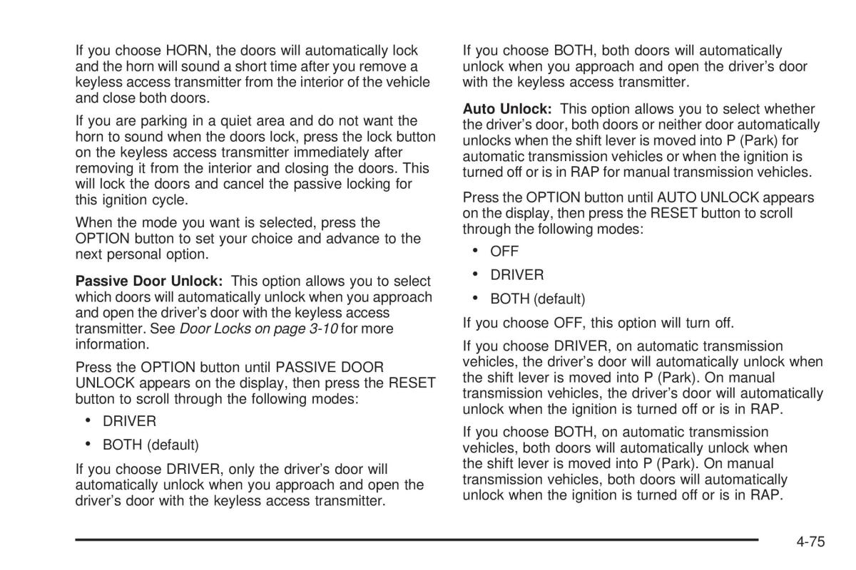 Chevrolet Corvette C6 owners manual / page 237