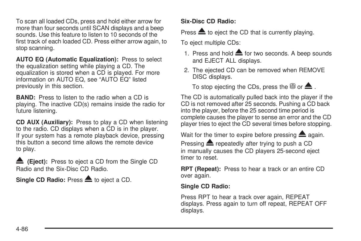 Chevrolet Corvette C6 owners manual / page 248