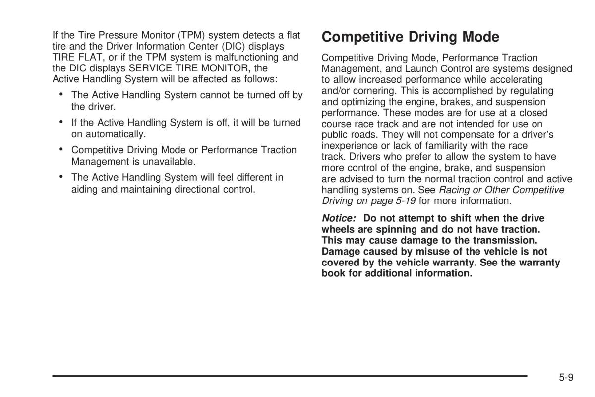 Chevrolet Corvette C6 owners manual / page 277