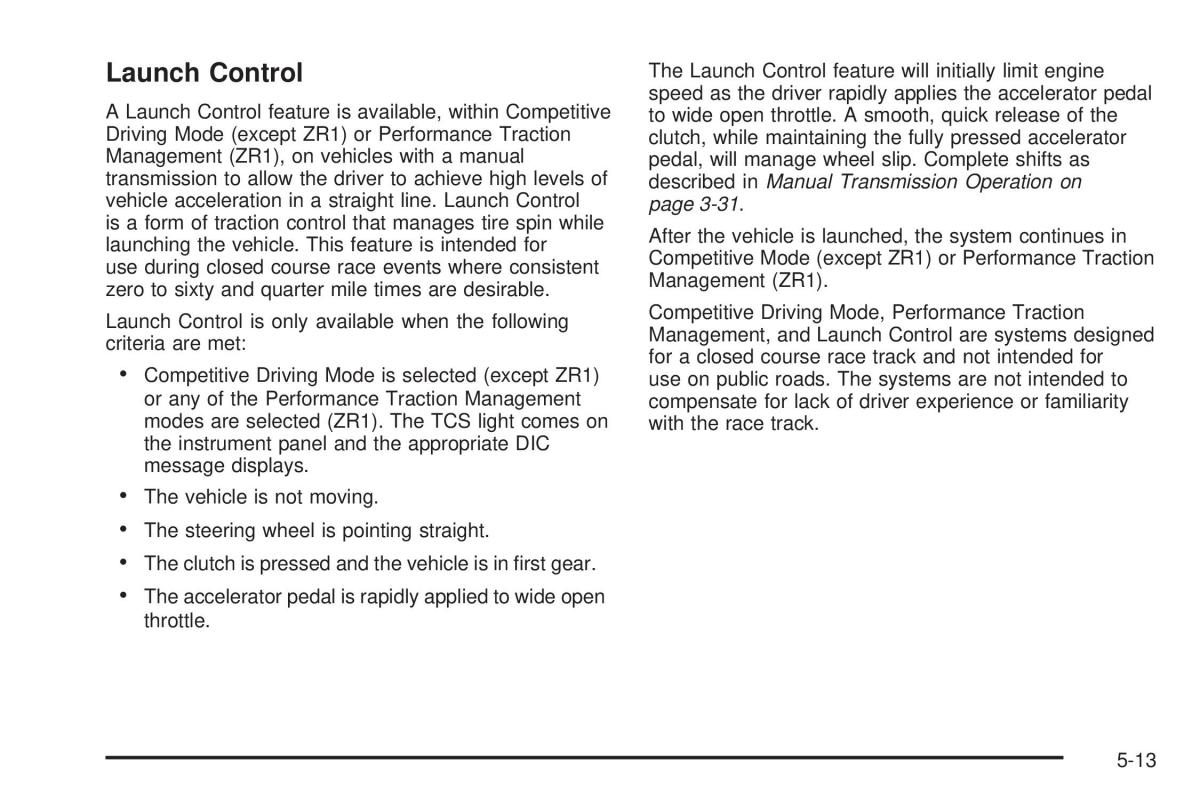 Chevrolet Corvette C6 owners manual / page 281