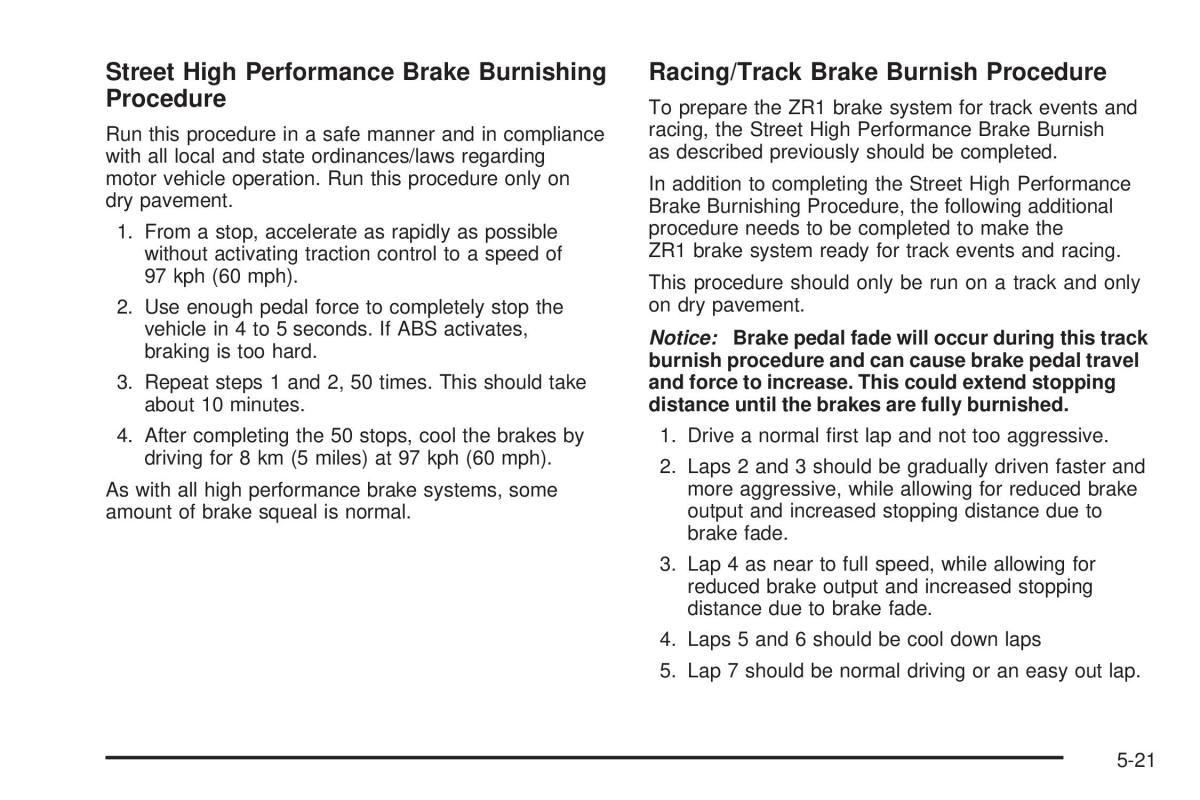 Chevrolet Corvette C6 owners manual / page 289