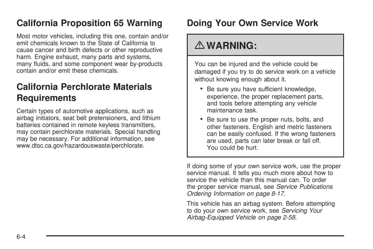 Chevrolet Corvette C6 owners manual / page 306