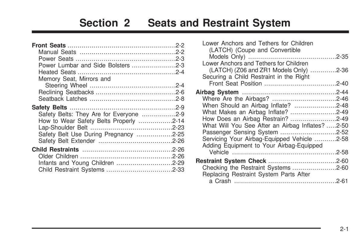 Chevrolet Corvette C6 owners manual / page 33