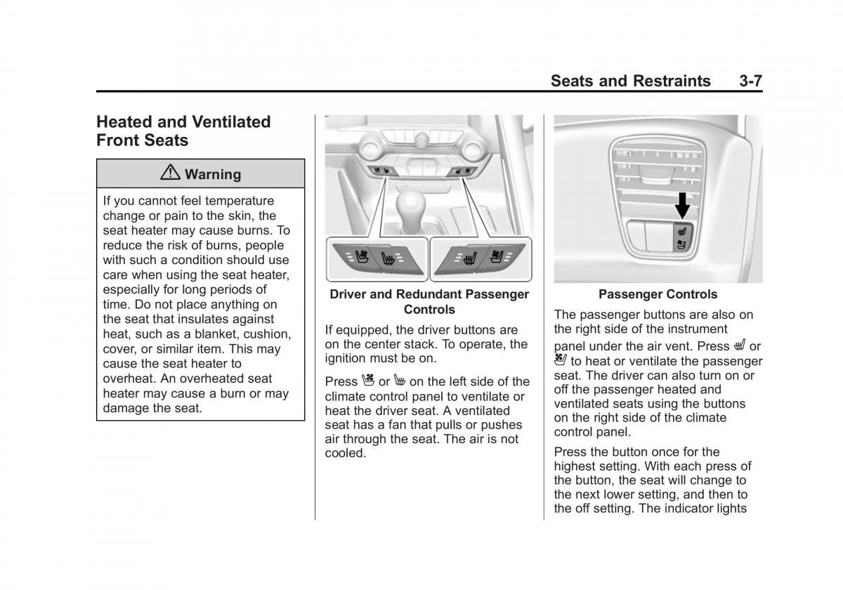 manual  Chevrolet Corvette C7 owners manual / page 70