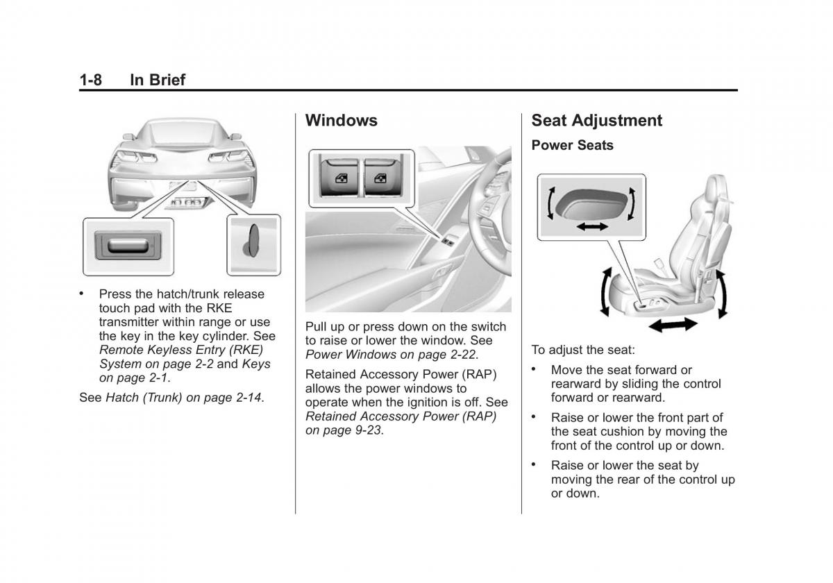 Chevrolet Corvette C7 owners manual / page 15