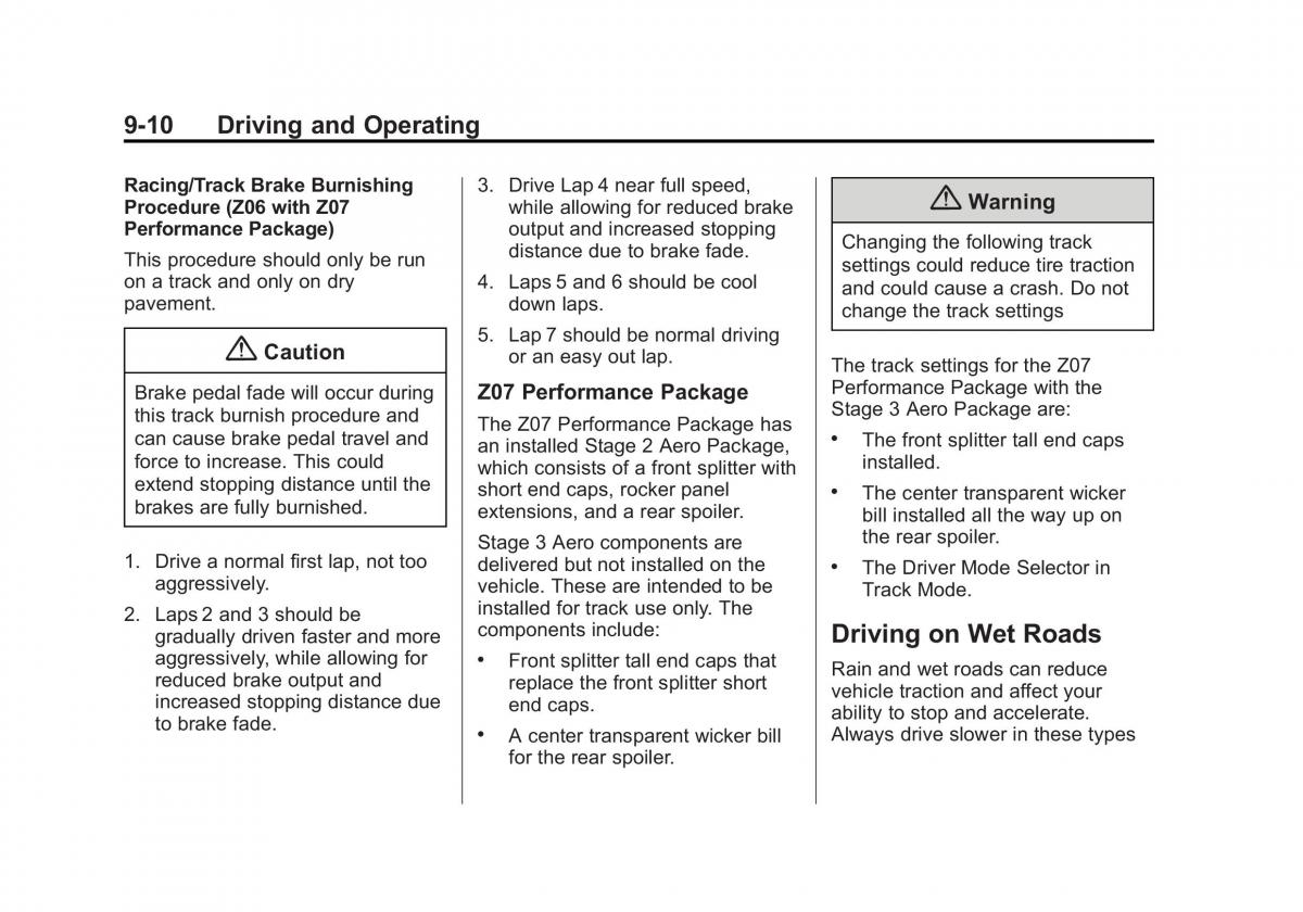 Chevrolet Corvette C7 owners manual / page 191