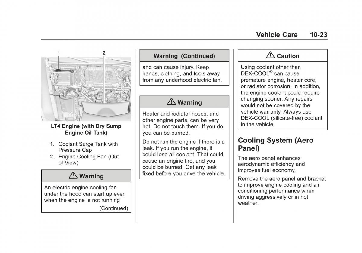 manual  Chevrolet Corvette C7 owners manual / page 262