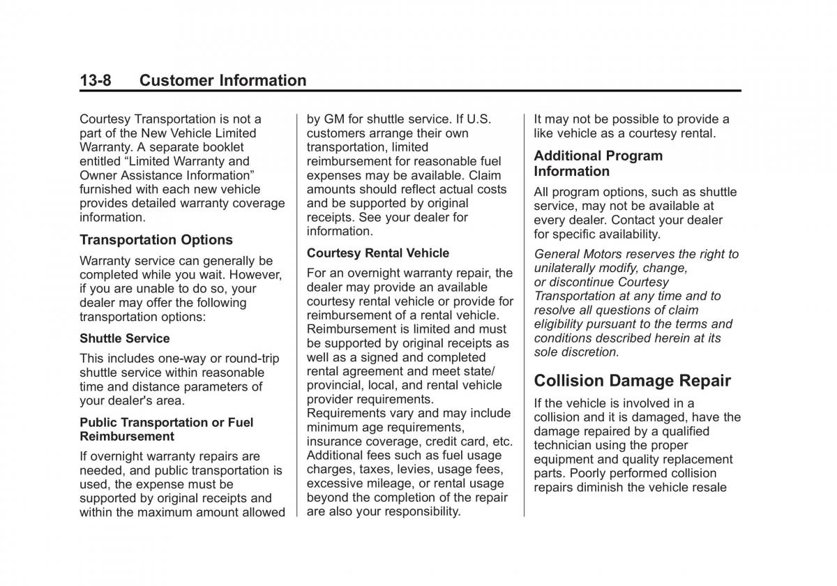 manual  Chevrolet Corvette C7 owners manual / page 359