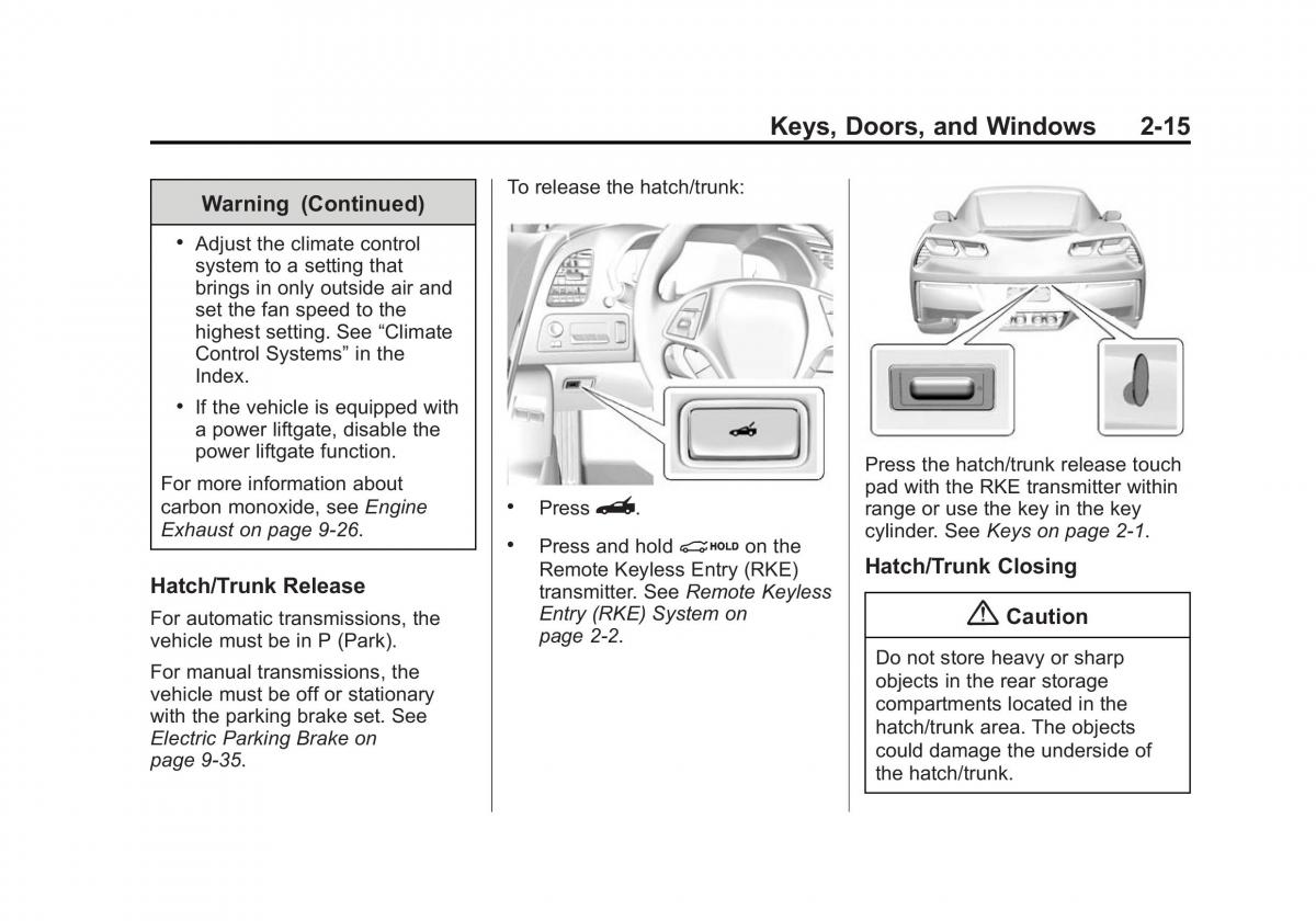 Chevrolet Corvette C7 owners manual / page 44