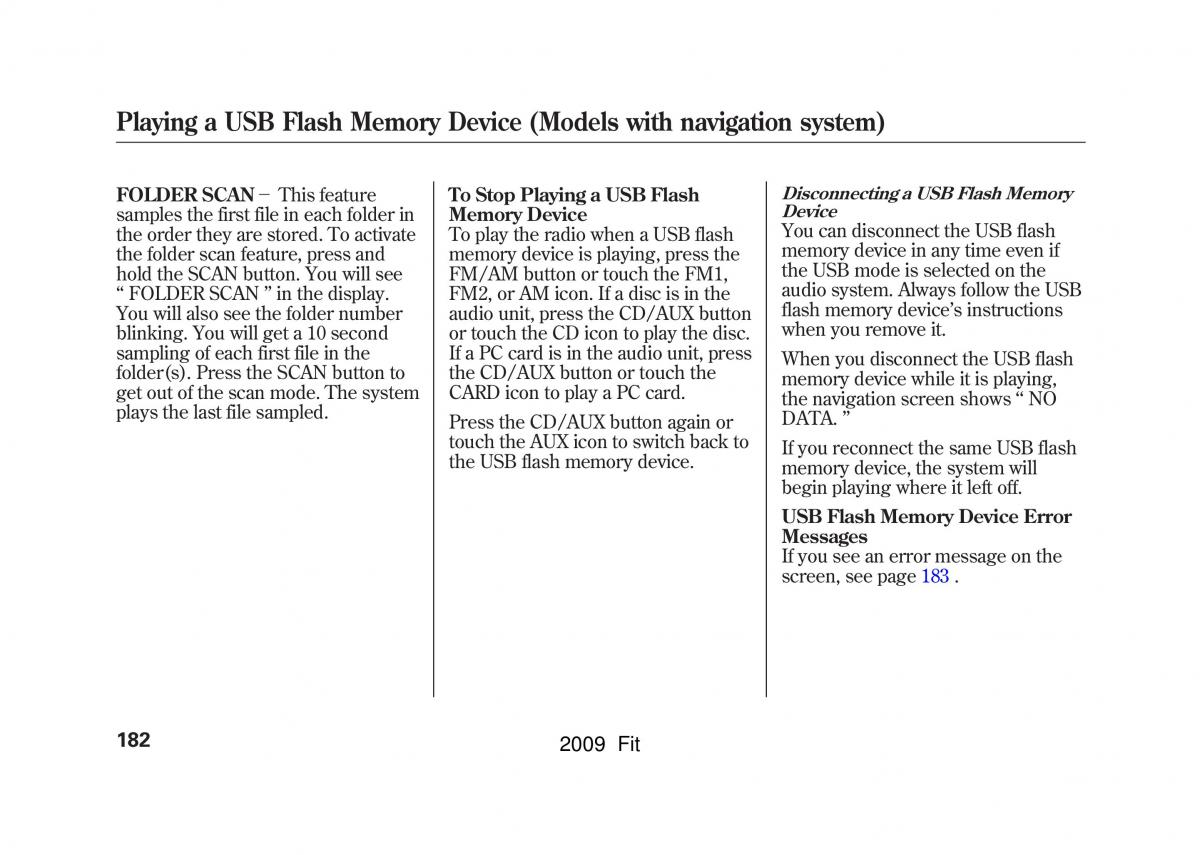 Honda Jazz III 3 Fit II manual / page 185