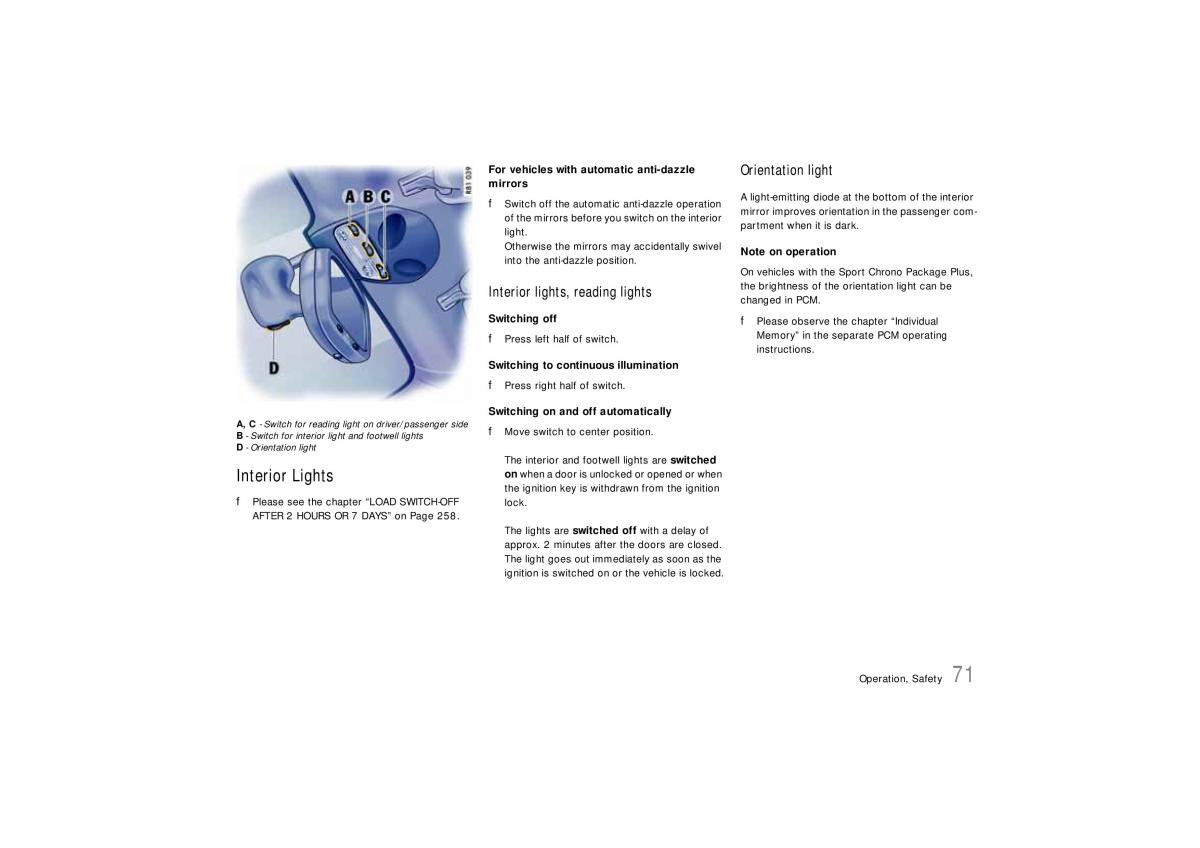 Porsche Carrera 911 997 owners manual / page 73