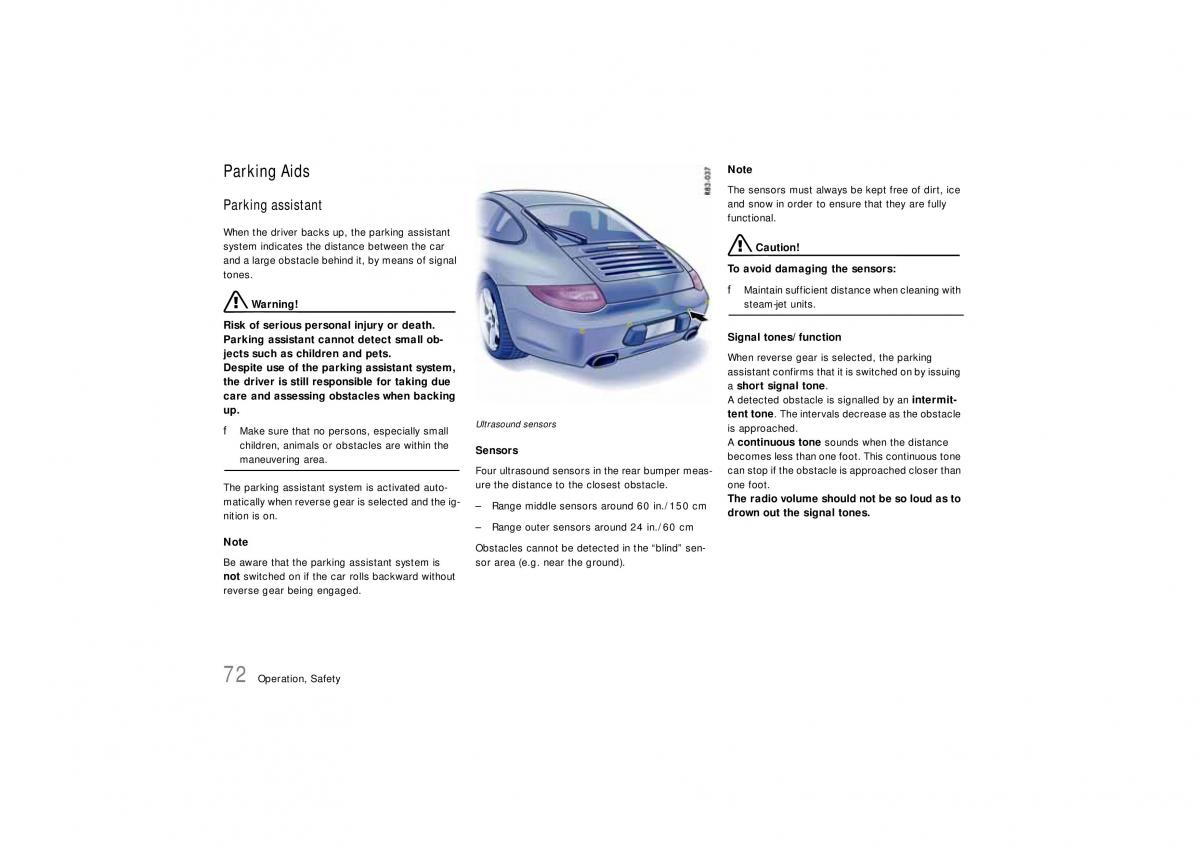 Porsche Carrera 911 997 owners manual / page 74