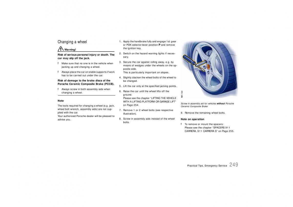 Porsche Carrera 911 997 owners manual / page 251