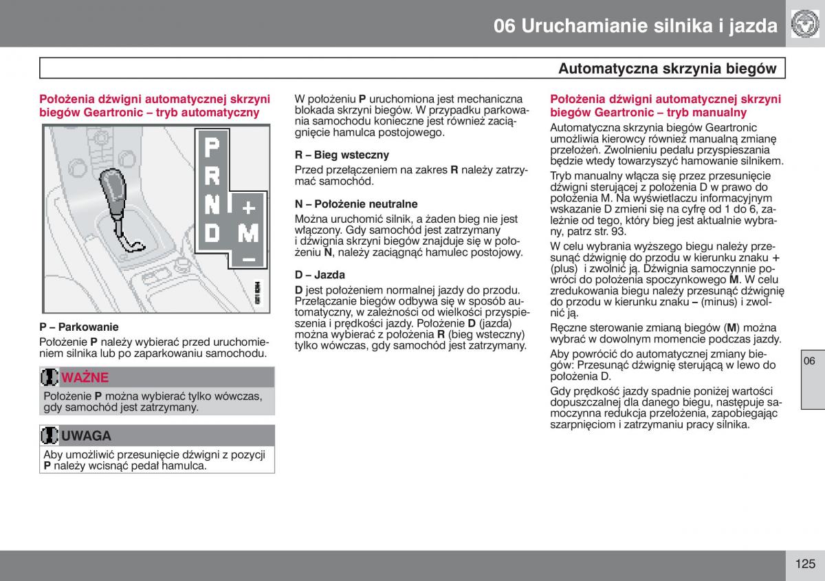 manual  Volvo S40 II instrukcja / page 126