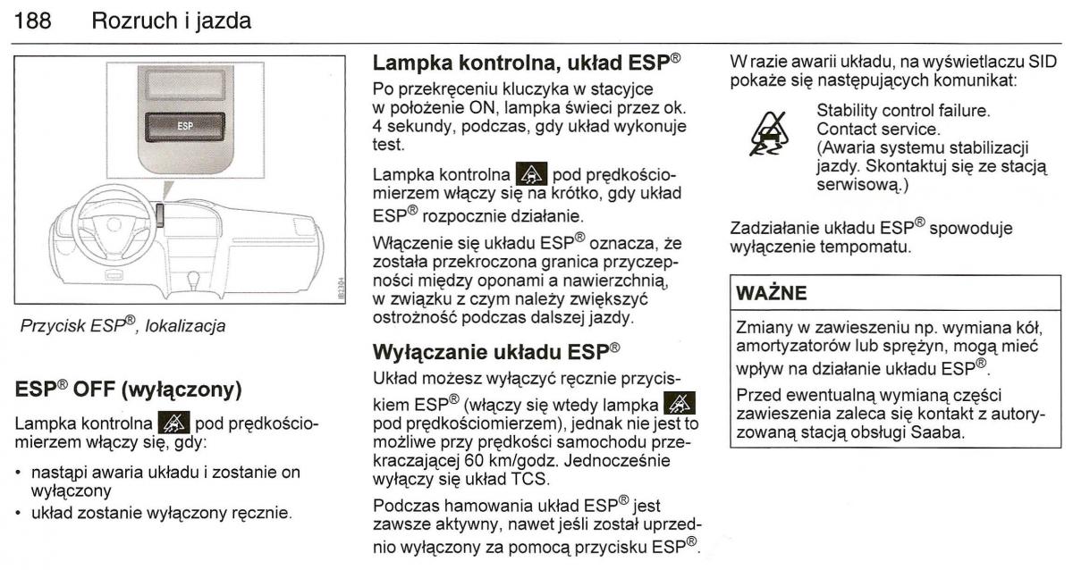 Saab 9 3 II 2 YS3F instrukcja obslugi / page 190