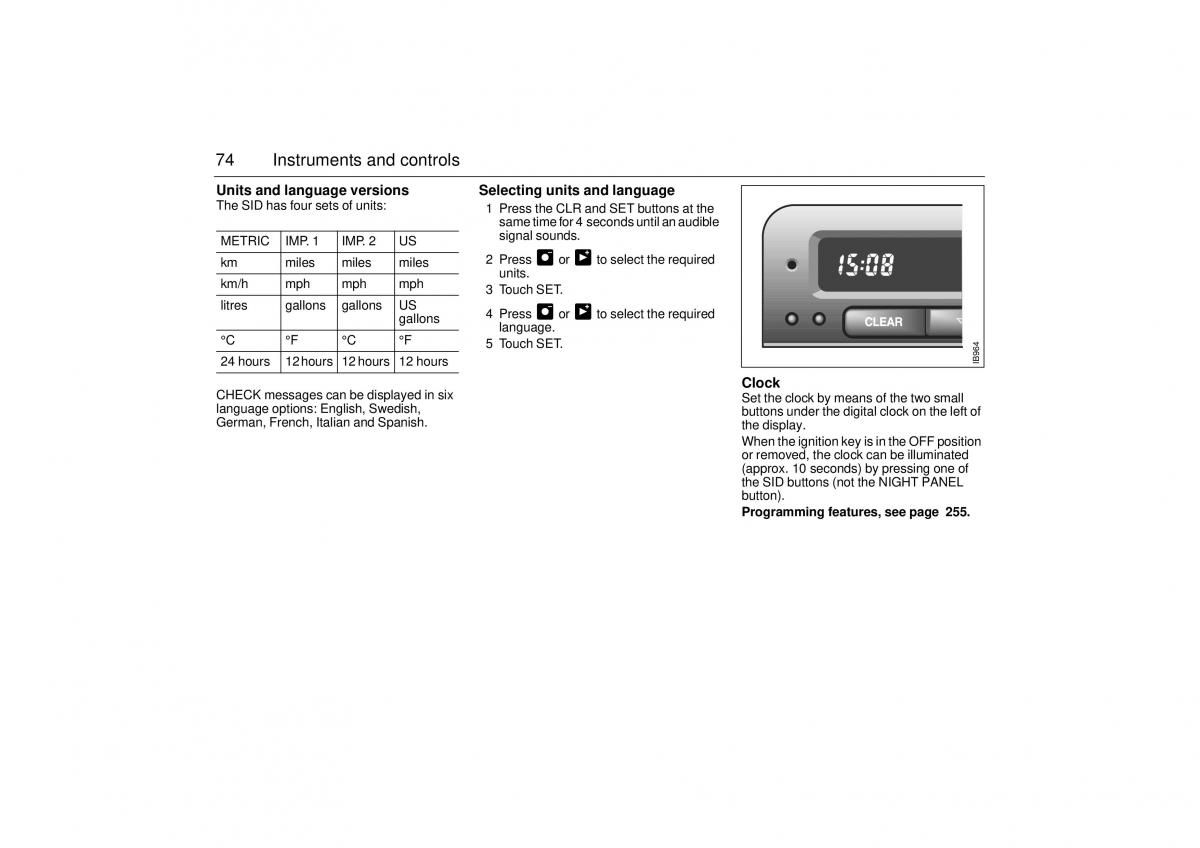 Saab 9 3 I 1 YS3D owners manual / page 74