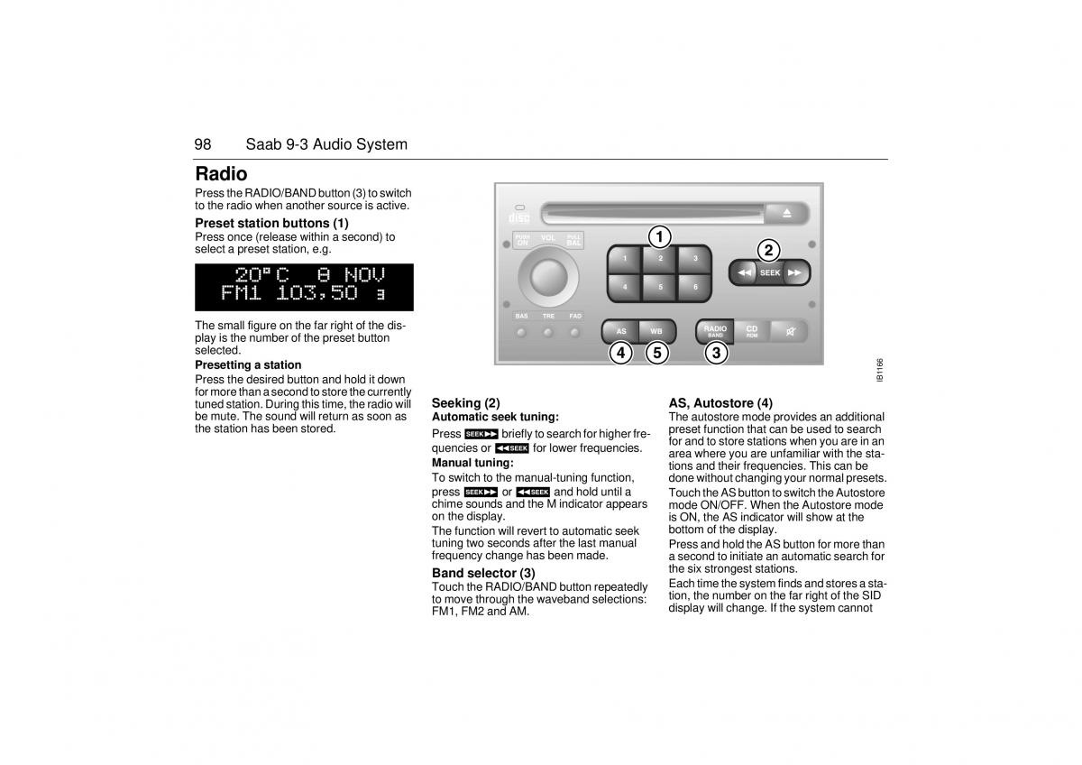 Saab 9 3 I 1 YS3D owners manual / page 98