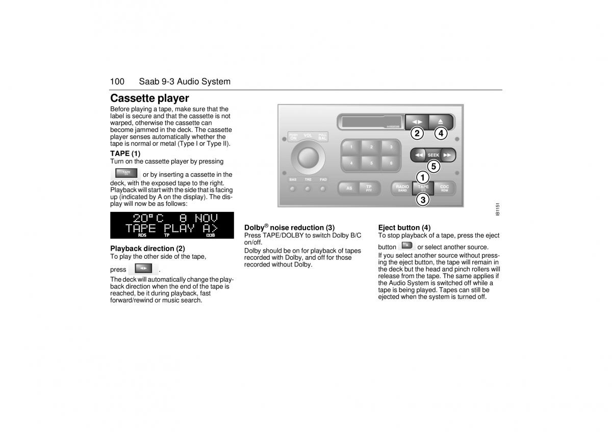 Saab 9 3 I 1 YS3D owners manual / page 100