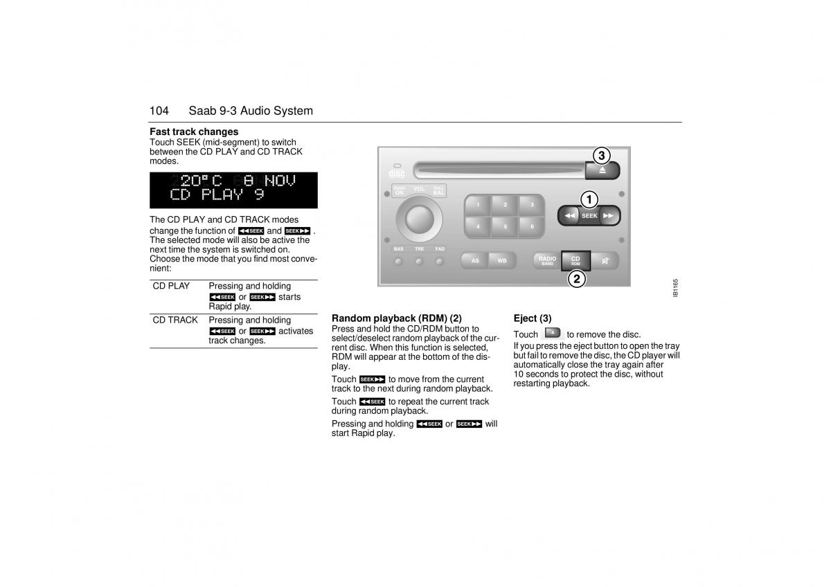 Saab 9 3 I 1 YS3D owners manual / page 104