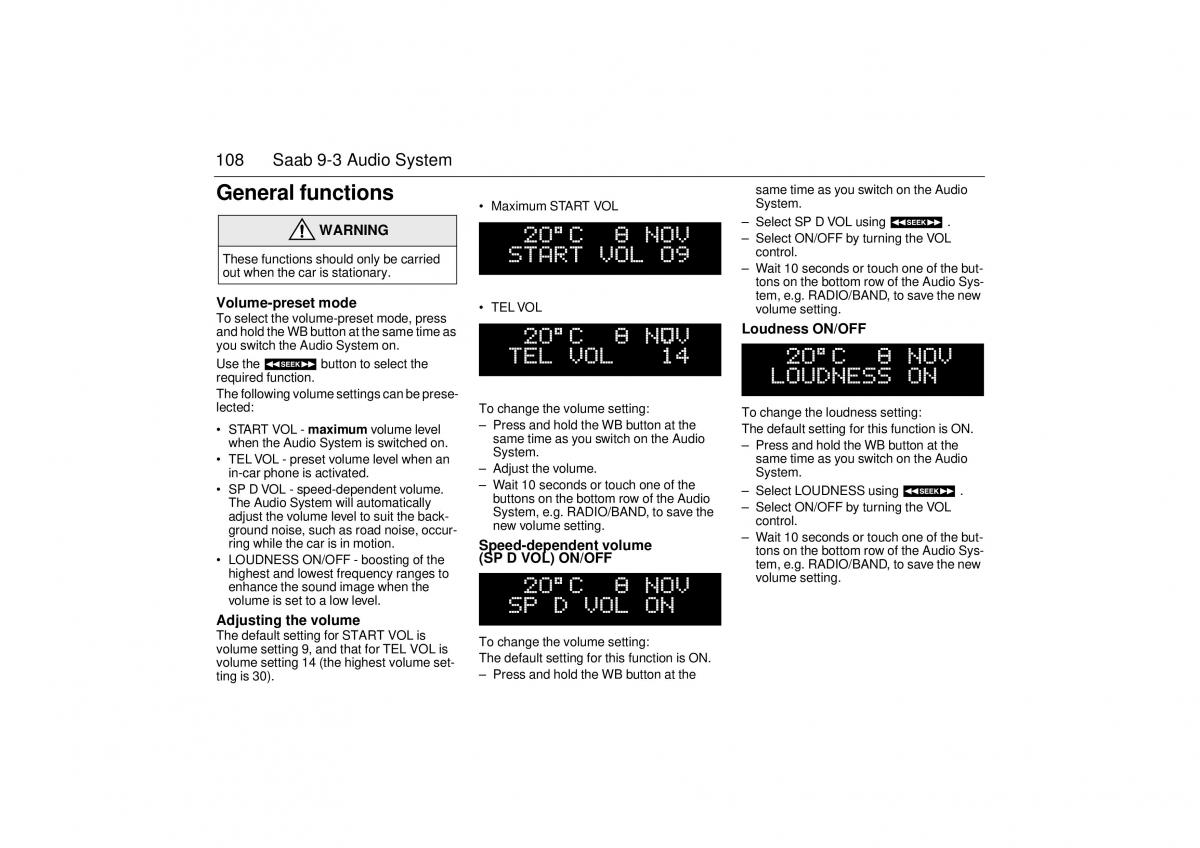 Saab 9 3 I 1 YS3D owners manual / page 108