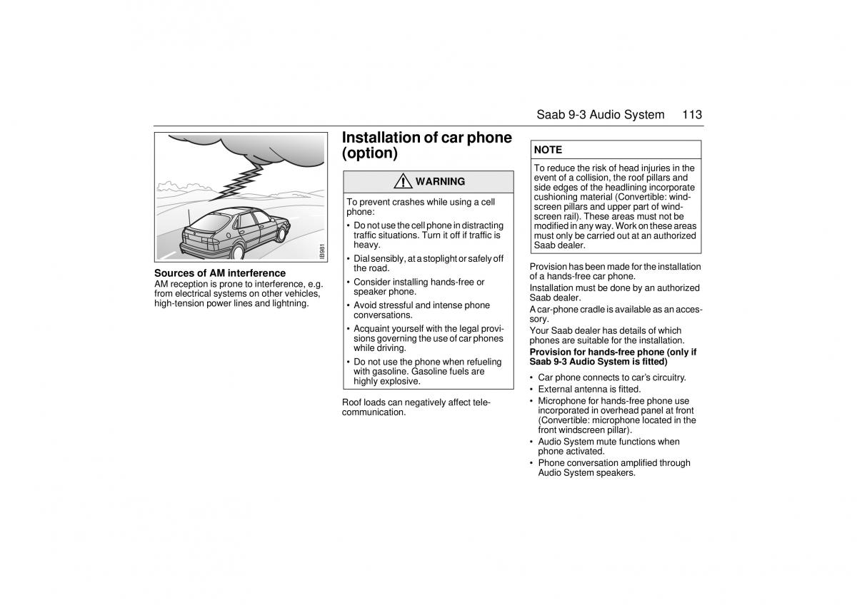 Saab 9 3 I 1 YS3D owners manual / page 113